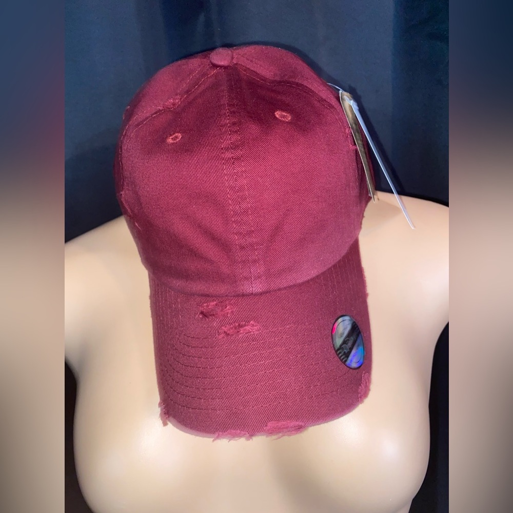 Burgundy Dad Distressed Hat
